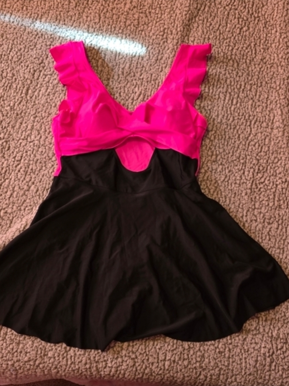 Black with Bright Pink Swim Dress XXL - Picture 2 of 6